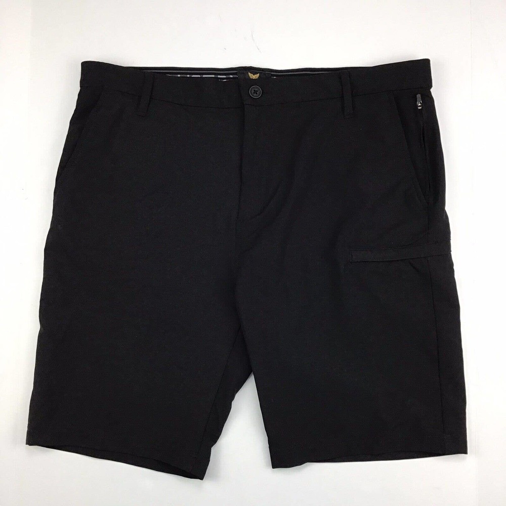 Industry Men's Black Flat Front Shorts 9" Inseam Size 34 Zip Pockets Casual